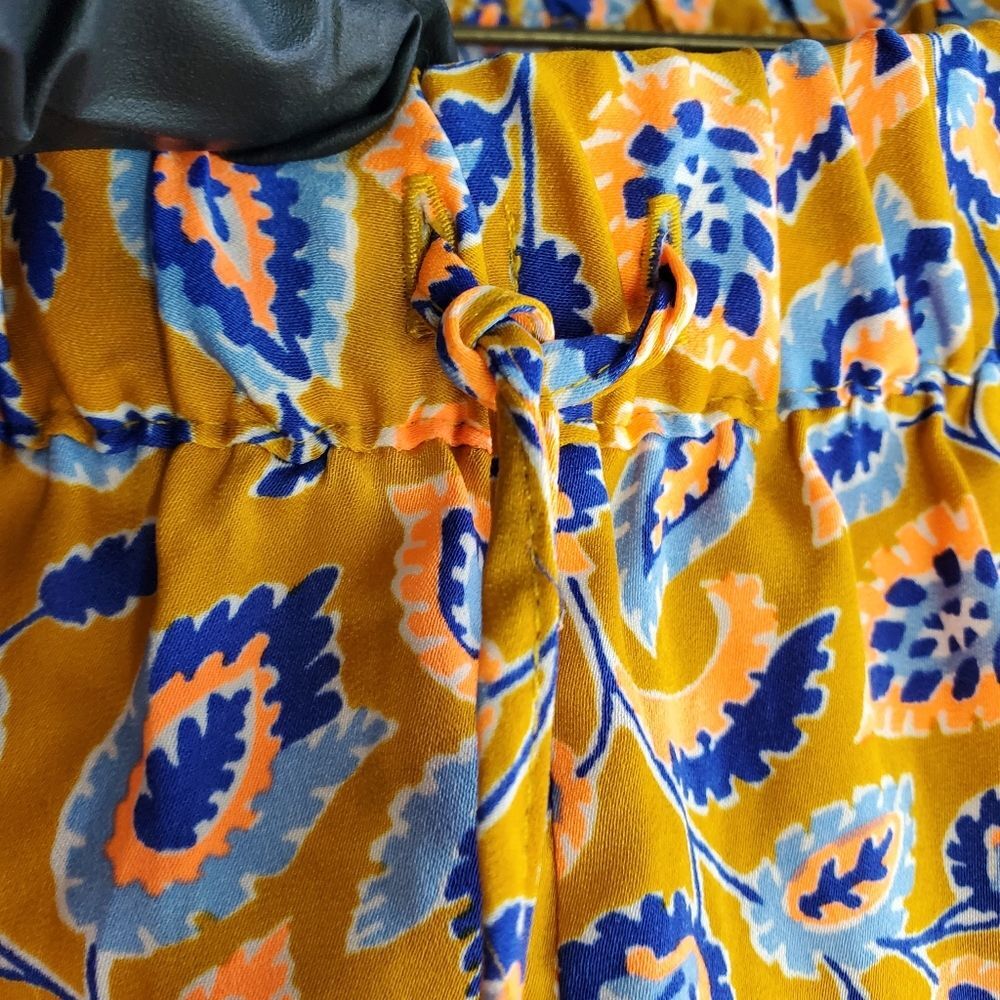 ARIE SIZE MEDIUM GOLDENROD FLUORESCENT ORANGE BLUE SILKY SLEEP SHORT - Picture 3 of 9